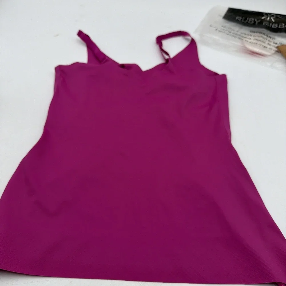 RUBY RIBBON SECOND SKIN V NECK CAMI Fuschia #1808 Size 32 NEW!